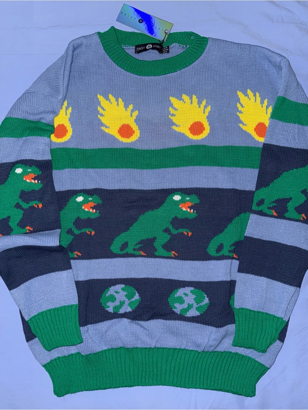 Daisy Street Dinosaur Meteor Oversized Sweater, Size 10